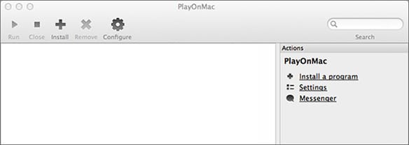 หน้าต่างหลักของ PlayOnMac